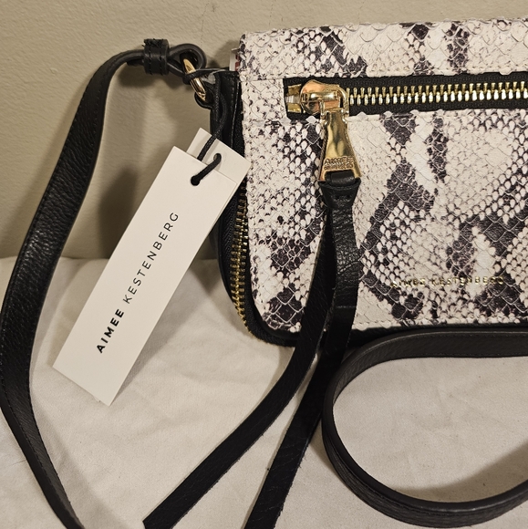 $168 genuine leather Sorrento mini crossbody vanilla snake Aimee kestenberg - Picture 11 of 16